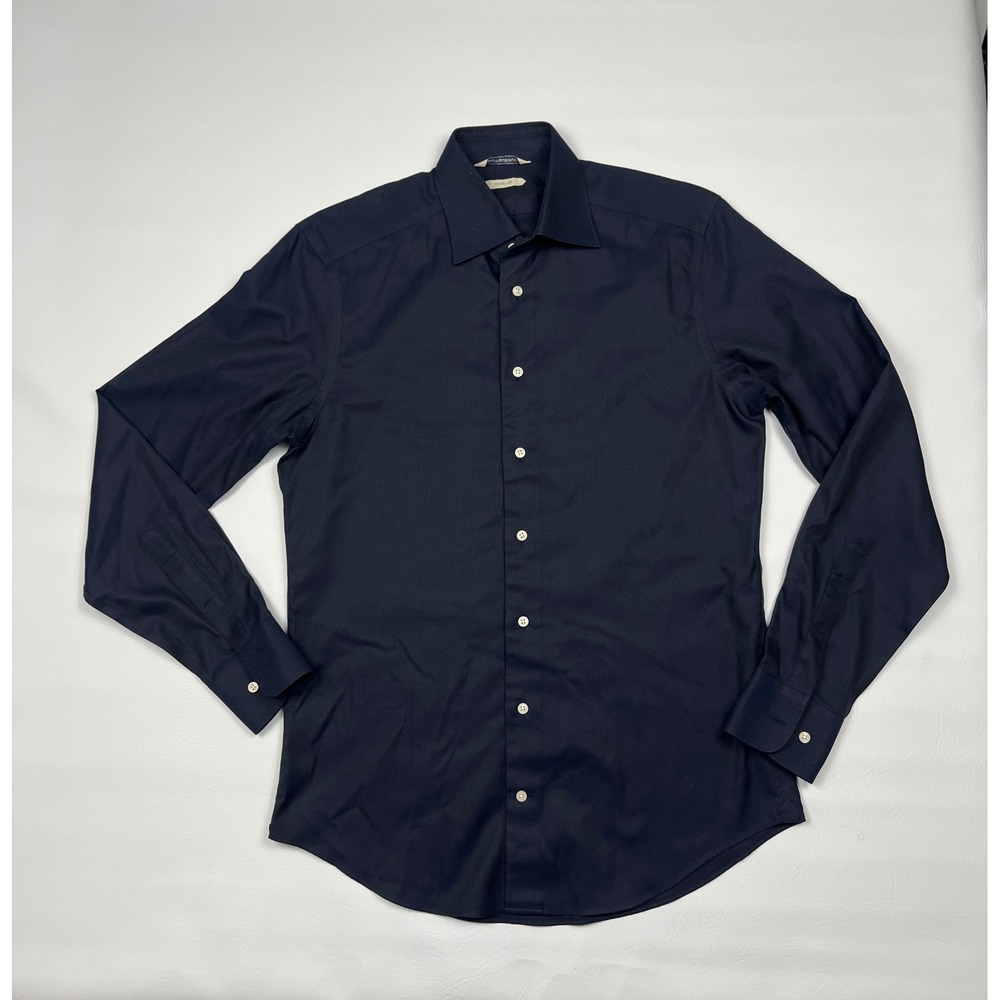 Suitsupply Traveller Dress Shirt Mens 14.5 37 Navy Blue Slim Fit Business